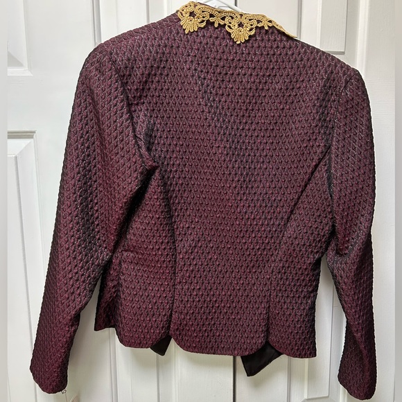 Vintage quilted brocade purple w/gold lace jacket Formal wear. New, never worn. - Picture 2 of 5